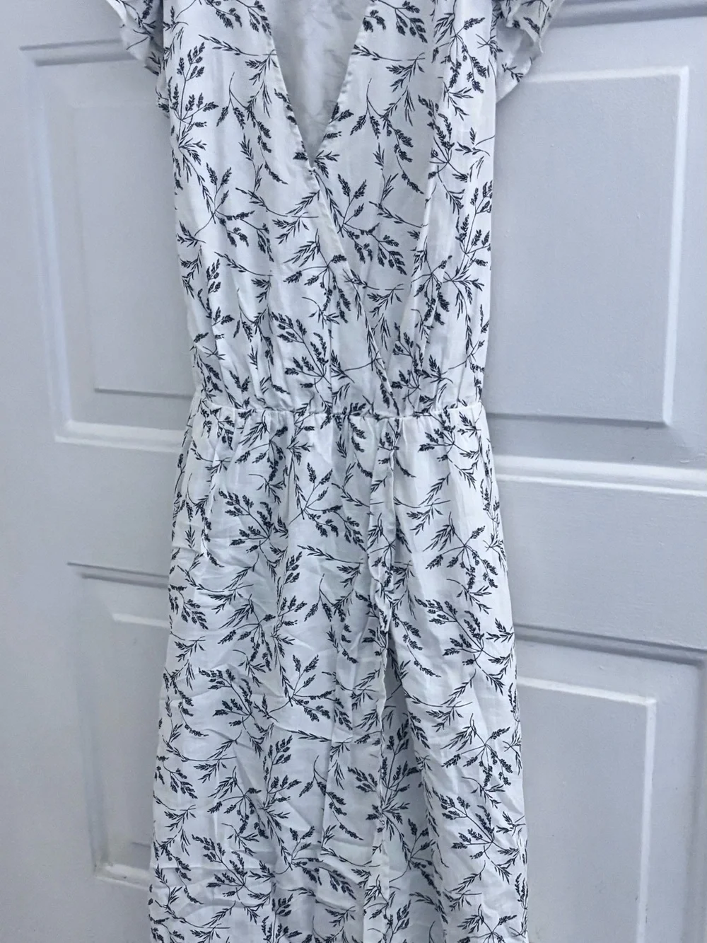 a new day White Midi Dress with Black Floral Motif